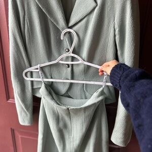 Dior Mint Green Textured Jacket and skirt set.